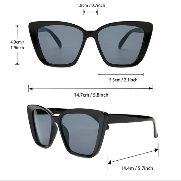 Oversized Cat Eye Sunglasses Classic Big Frame Sunshade Eyewear Trend - Picture 4 of 4